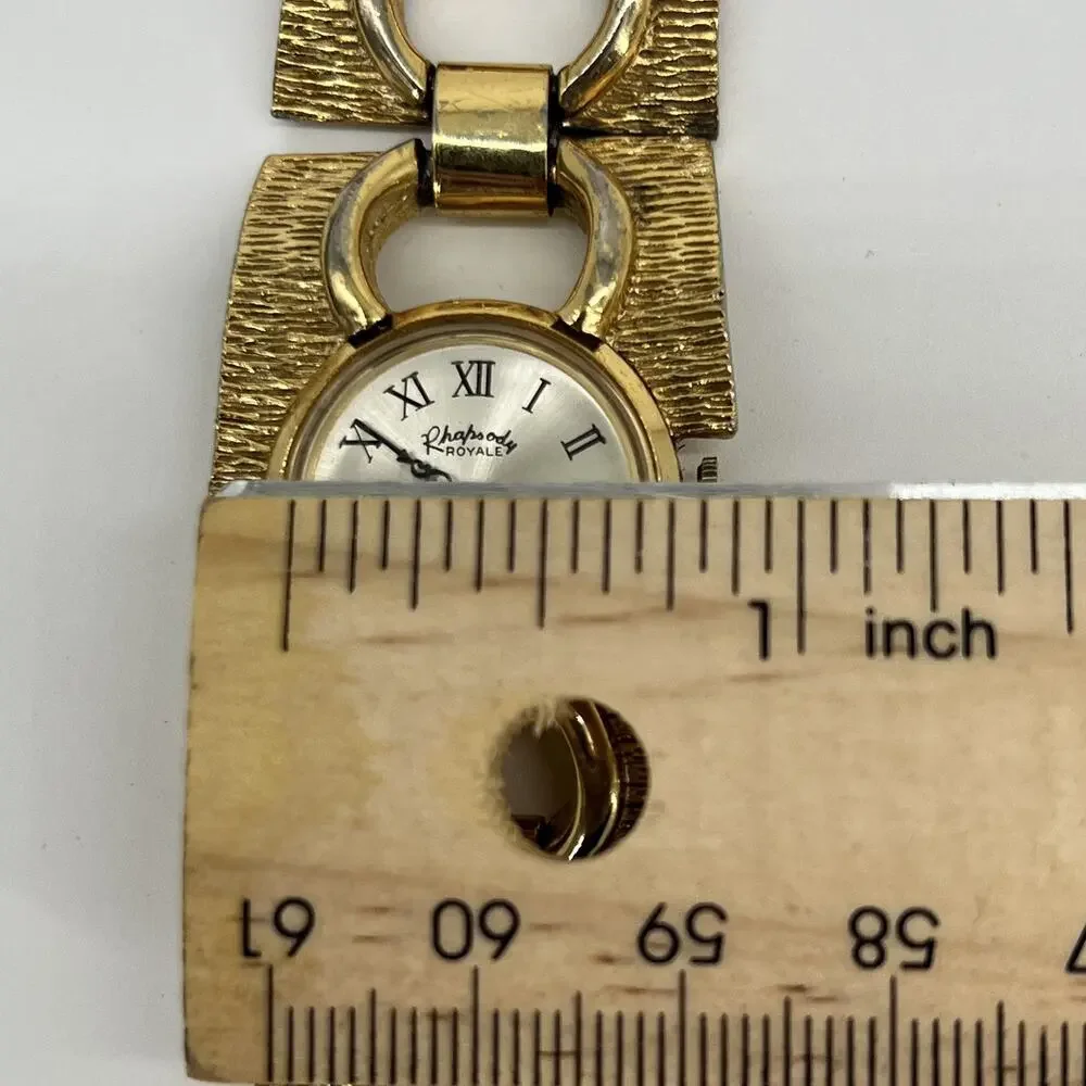 Rhapsody Royale Manual Wind Working Ladies Vintage Watch  Gold Tone